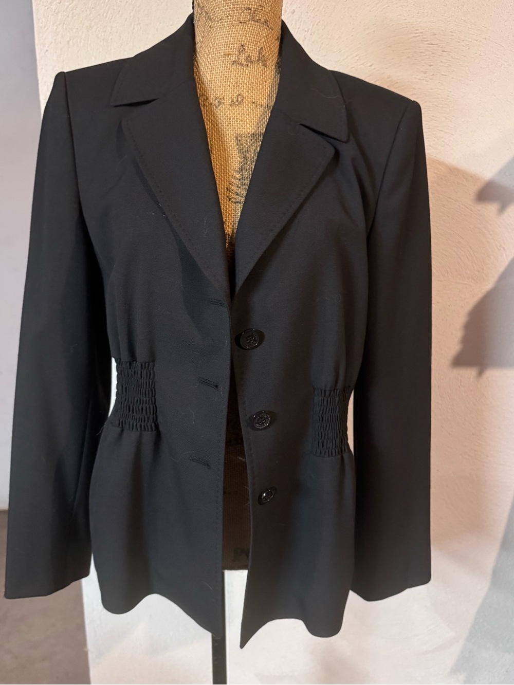 Anne Klein Black Tailored Blazer with Shirred Waist